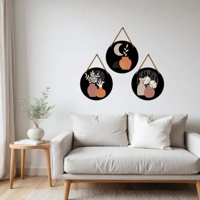 Modern Boho Round Hanging Wall Decor for Living Room, Bedroom, and Office Decor